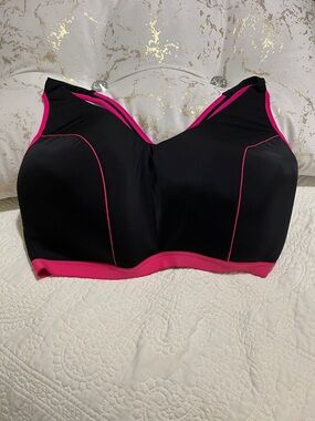 Avenue Black Sports Bra with Hot Pink Trim
